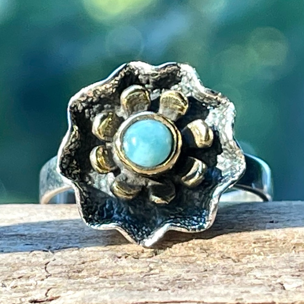 Smithsonite Two-Tone Solid 925 Sterling Silver Ri… - image 7